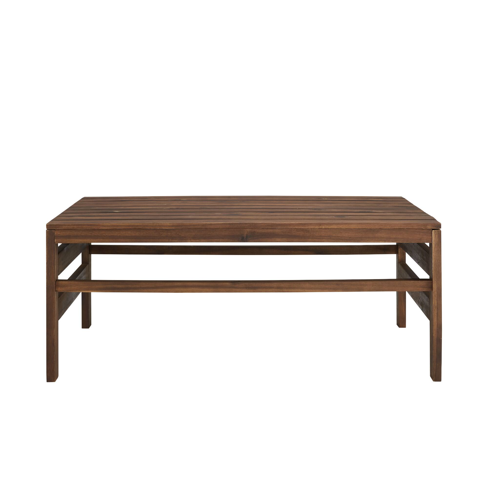 Walker Edison - Modern Slat Top Outdoor Coffee Table - Dark Brown - Front_Zoom