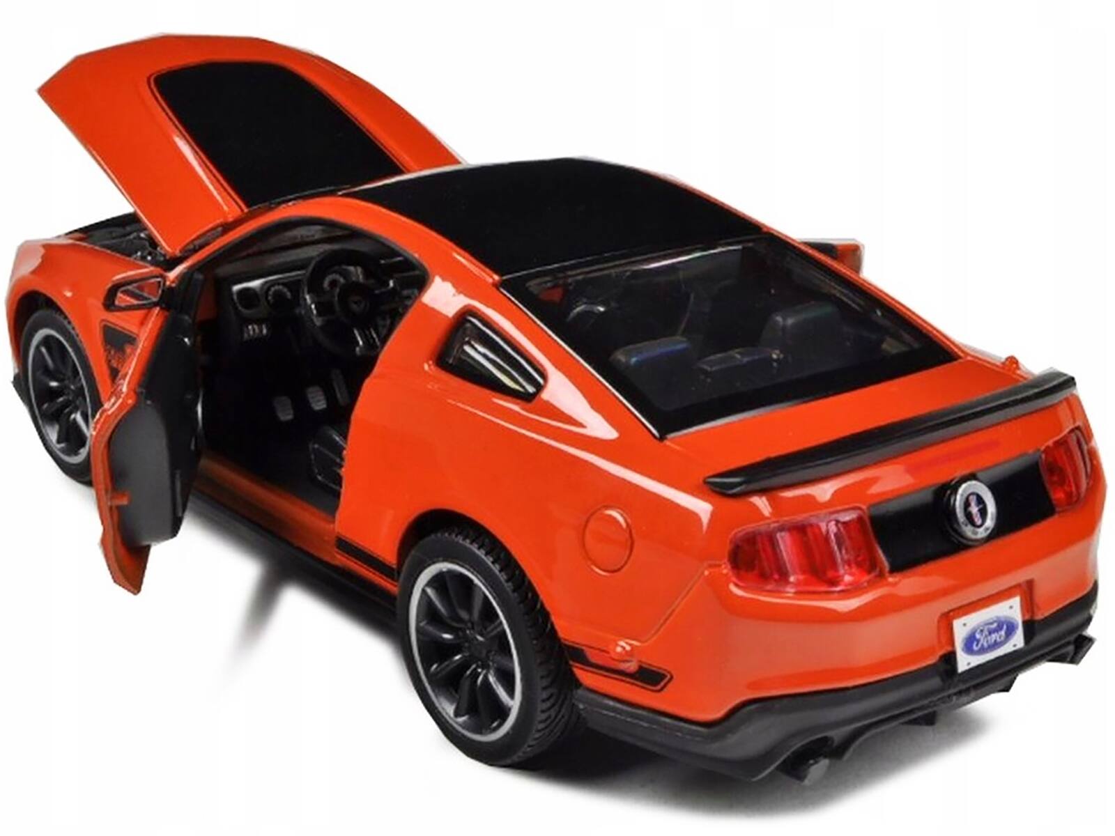 Alt View 2. Maisto - 2012 Ford Mustang Boss 302 Orange and Black 1/24 Diecast Model Car by Maisto.