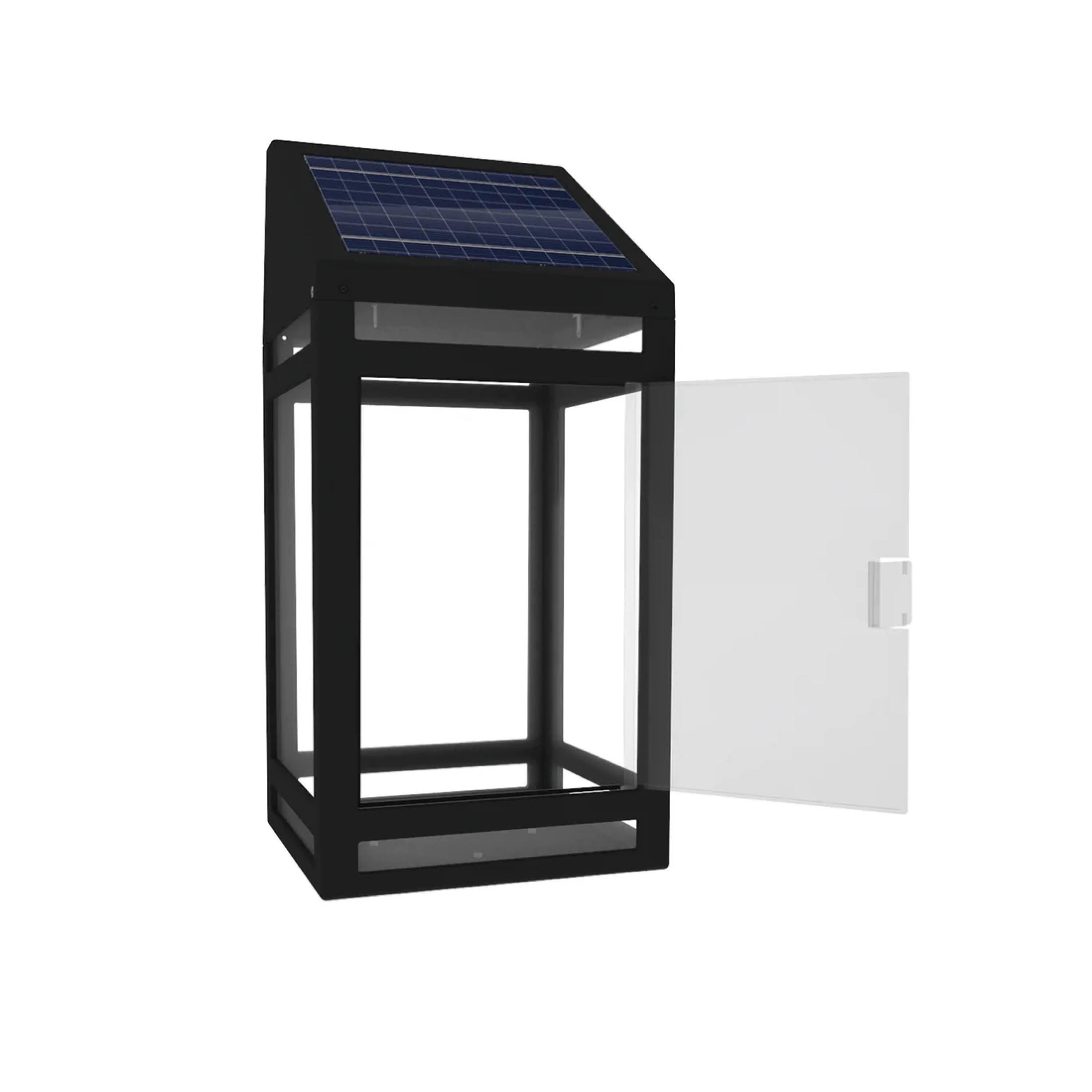 Alt View 9. Techko Maid - Solar Wall Lantern Model (Clear Panel) - Black.