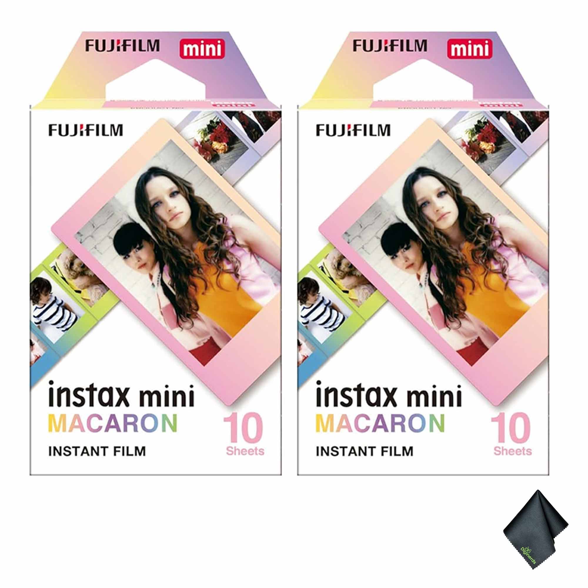 Fujifilm- 2xFUJIFILM INSTAX MINI Macaron Instant Film (10 Exposures), Microfiber Cleaning Cloth, Bundle