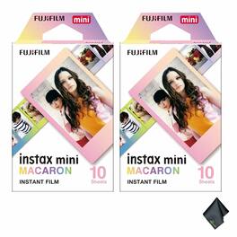 Fujifilm - 2xFUJIFILM INSTAX MINI Macaron Instant Film (10 Exposures), Microfiber Cleaning Cloth, Bundle