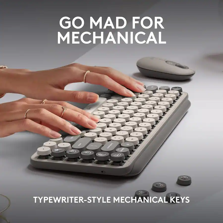 Logitech POP Keys Mechanical Wireless Keyboard with Customizable Emoji ...