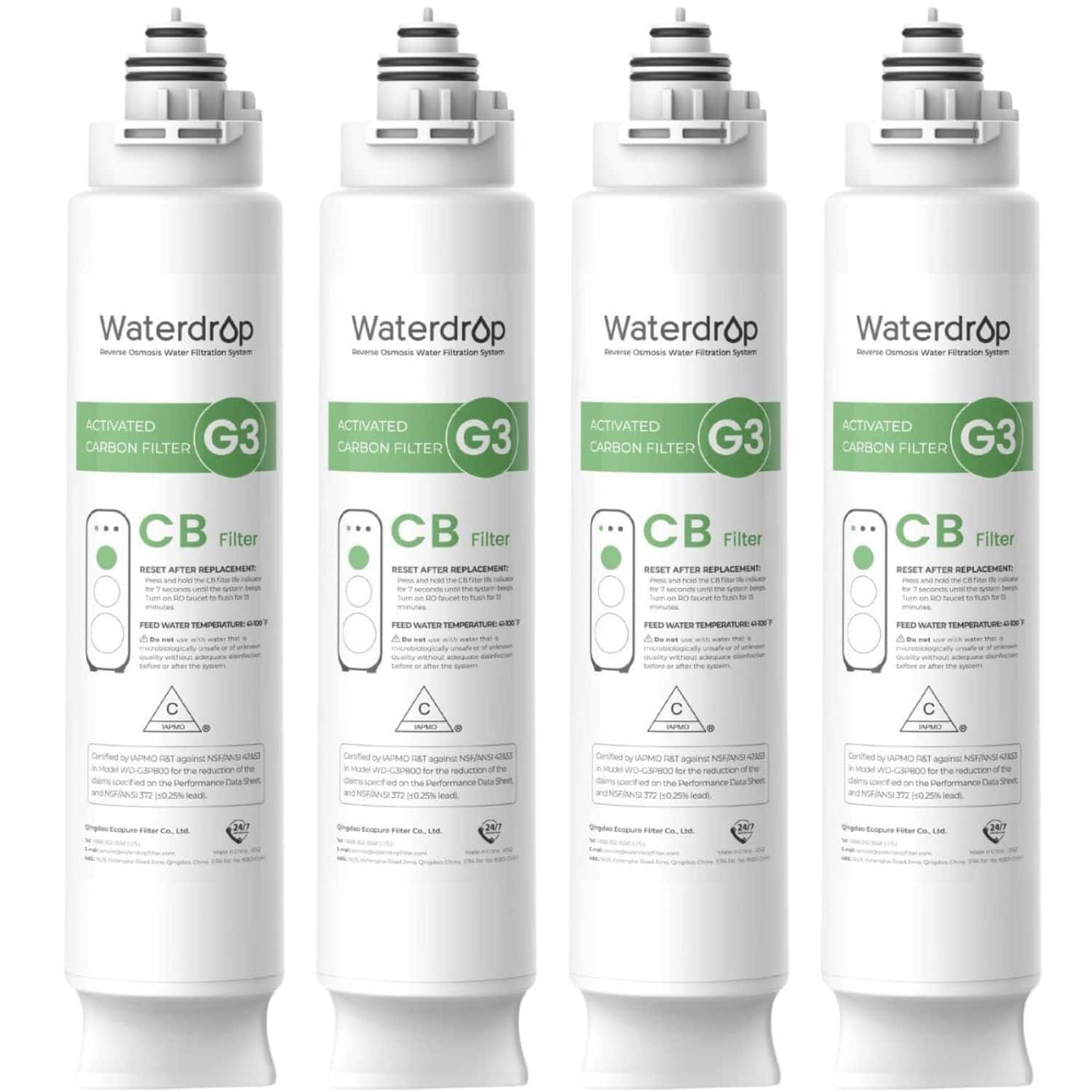 Waterdrop - WD-G3-CB Filter, Replacement for WD-G3-W, WD-G3P600 and WD-G3P800-W Reverse Osmosis System, 1-year Lifetime - White