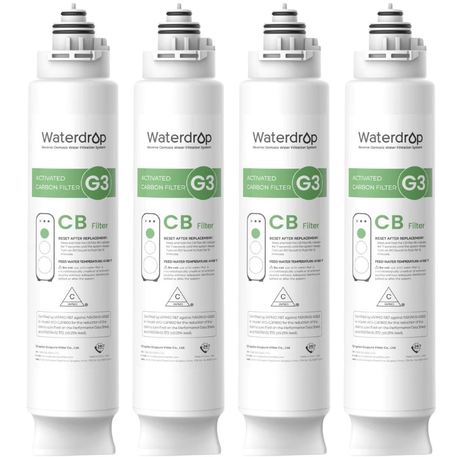 Waterdrop - WD-G3-CB Filter, Replacement for WD-G3-W, WD-G3P600 and WD-G3P800-W Reverse Osmosis System, 1-year Lifetime - White