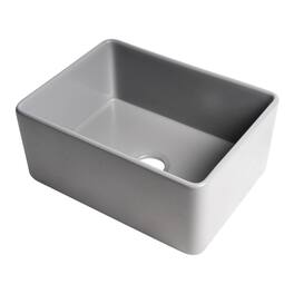 Alfi - brand Matte Smooth Apron 24 x 18 Single Bowl Fireclay Farm Sink - Gray