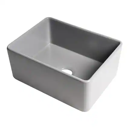 Front. Alfi - ALFI brand Gray Matte Smooth Apron 24 x 18 Single Bowl Fireclay Farm Sink - Gray.