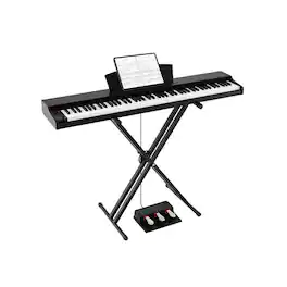 Resenkos - 88-Key Keyboard Piano Set with Adjustable Stand & Bench - Black
