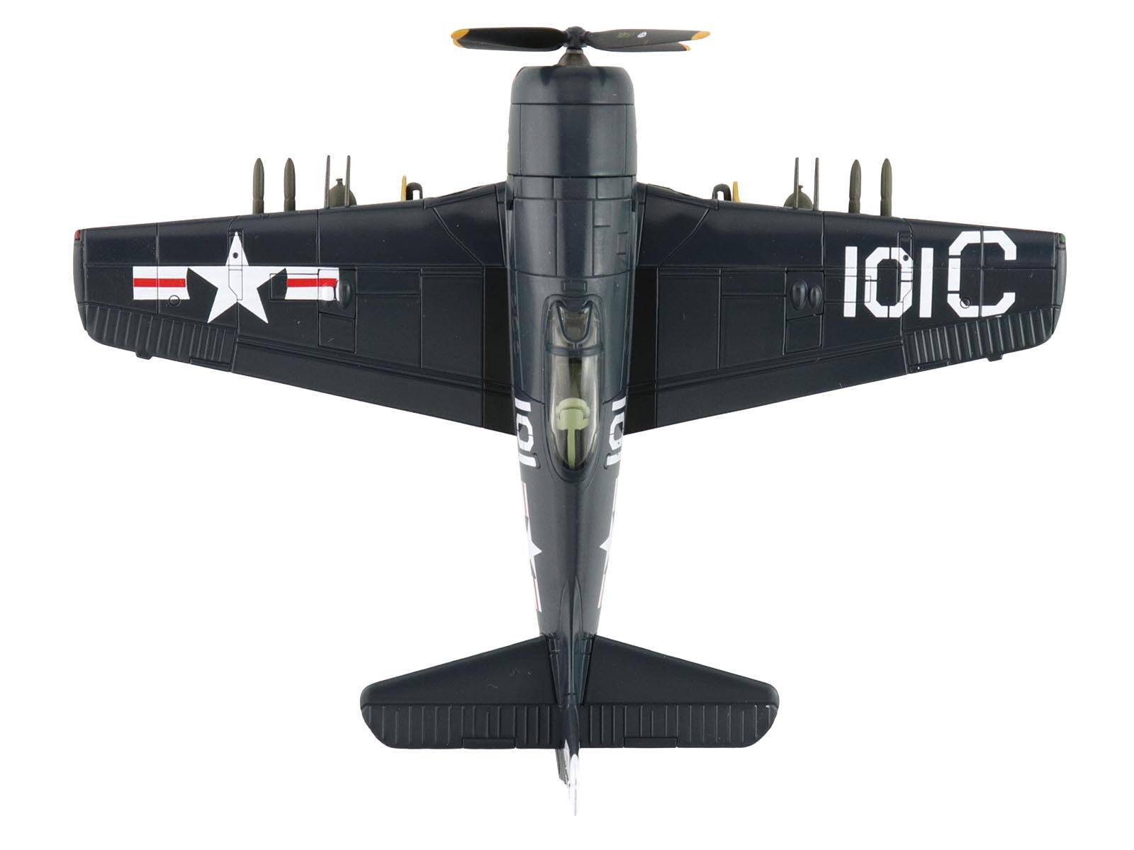 Alt View 3. Hobby Master - Grumman F8F-2 Bearcats Fighter Aircraft "Jolly Rogers" (1949) US Navy "SkyMax Flying Heroes" 1/72 Model by Hobby Master.