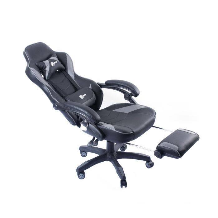 Left. RadioShack - RadioShack Gaming Chair Black And Gray, Ergonomic Racing-Style Chair With Adjustable Height, Footrest, Lumbar Support - Black.
