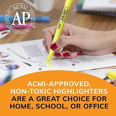 ACMI-APPROVED, NON-TOXIC HIGHLIGHTERS ARE A GREAT CHOICE FOR HOME, SCHOOL, OR OFFICE