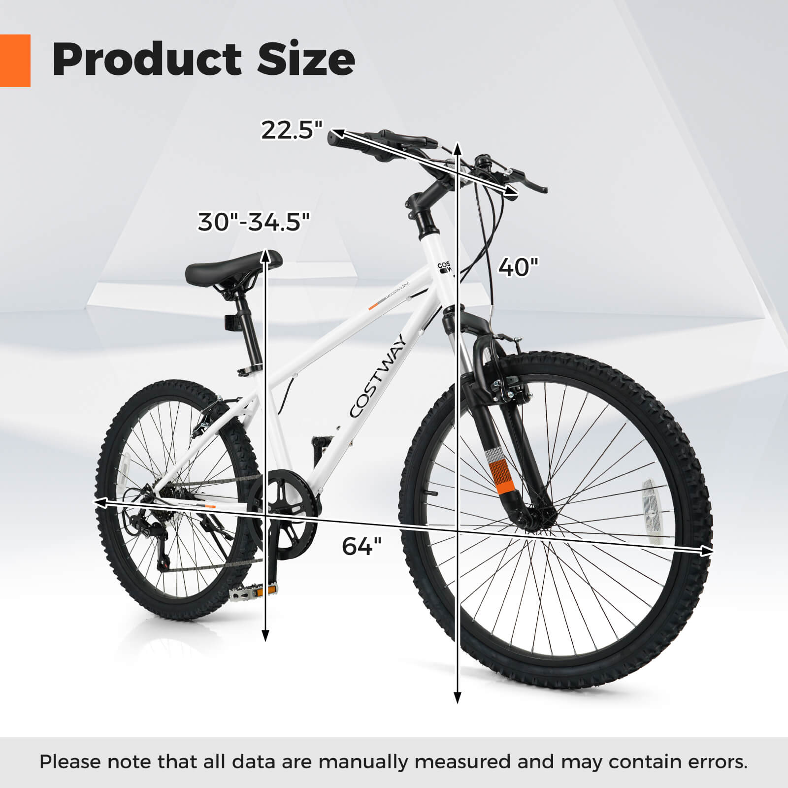 Product Size  
22.5"  
30"-34.5"  
40"  
64"  

Please note that all data are manually measured and may contain errors.