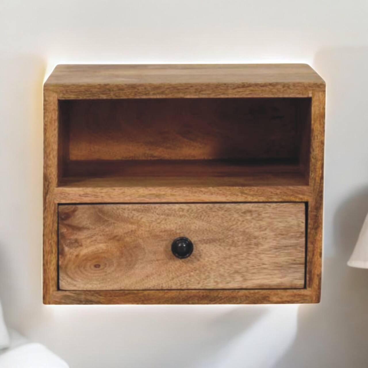 Alt View 6. Artisan Furniture - Artisan Furniture Solid Wood Solis 1-Drawer Oak-ish Wall Mounted Nightstand - Oak.