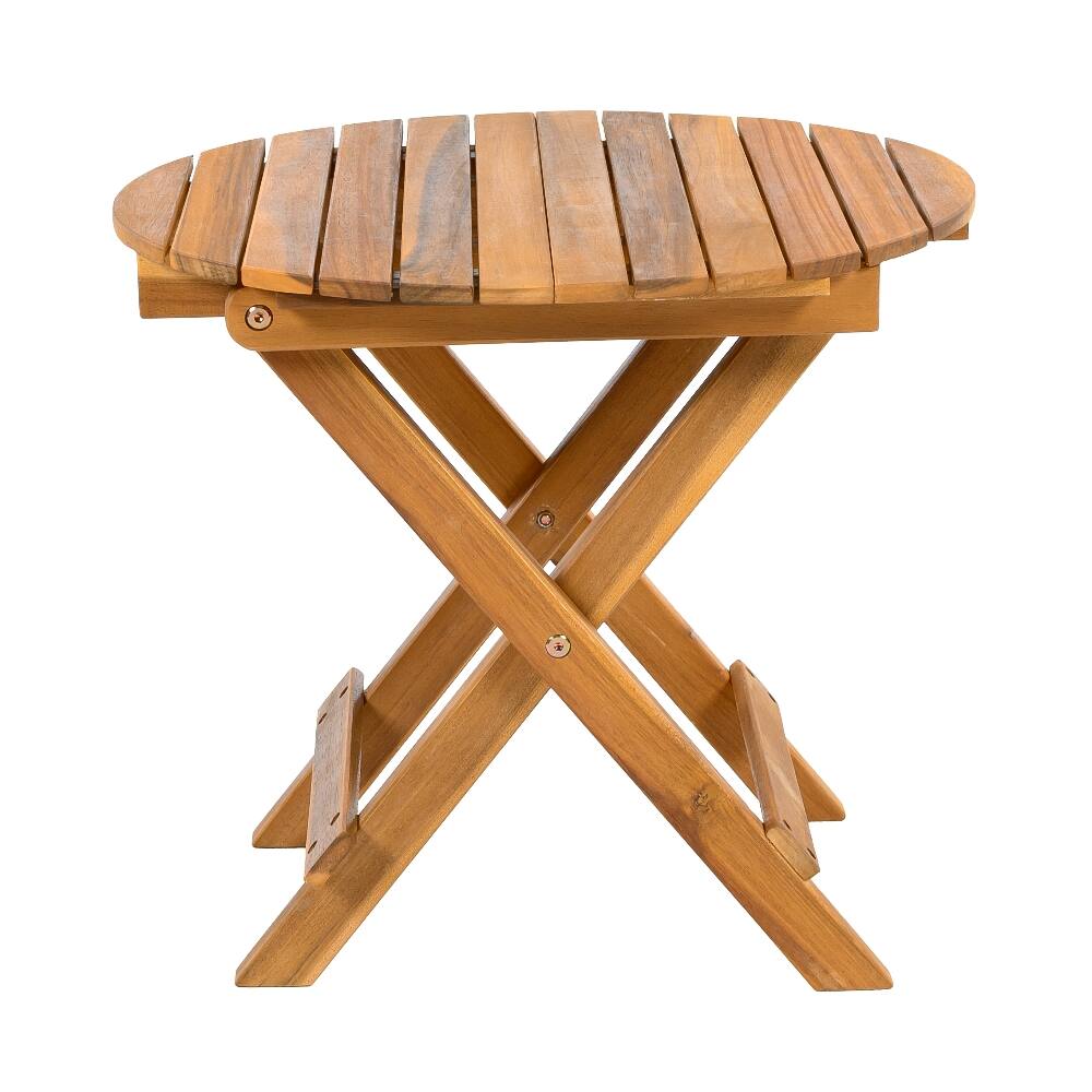Alt View 4. Loheer - Loheer Foldable Acacia Wood Side Table Teak Finish Outdoor End Table No Assembly - Teak.
