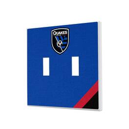 Keyscaper - San Jose Earthquakes Diagonal Stripe Design Double Toggle Lightswitch Plate - Multicolor