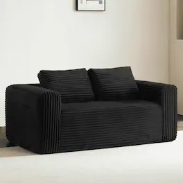 Kadyn - 2-Seater Cloud Loveseat Sofa in a Box, Corduroy Memory Foam, No Assembly, Black - Black