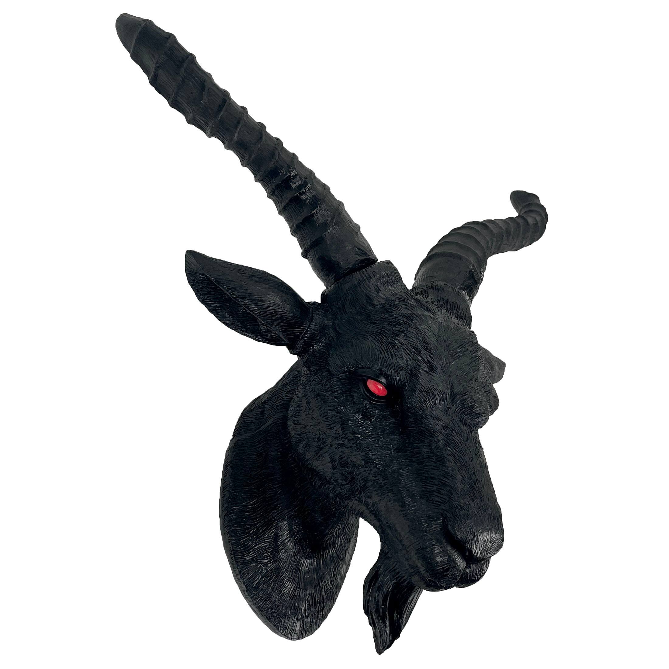 Alt View 1. World of Wonders - Black Baphomet Lucifer Supernatural Goat Head Sabbath Occult Wall Hanging Decor - Black.