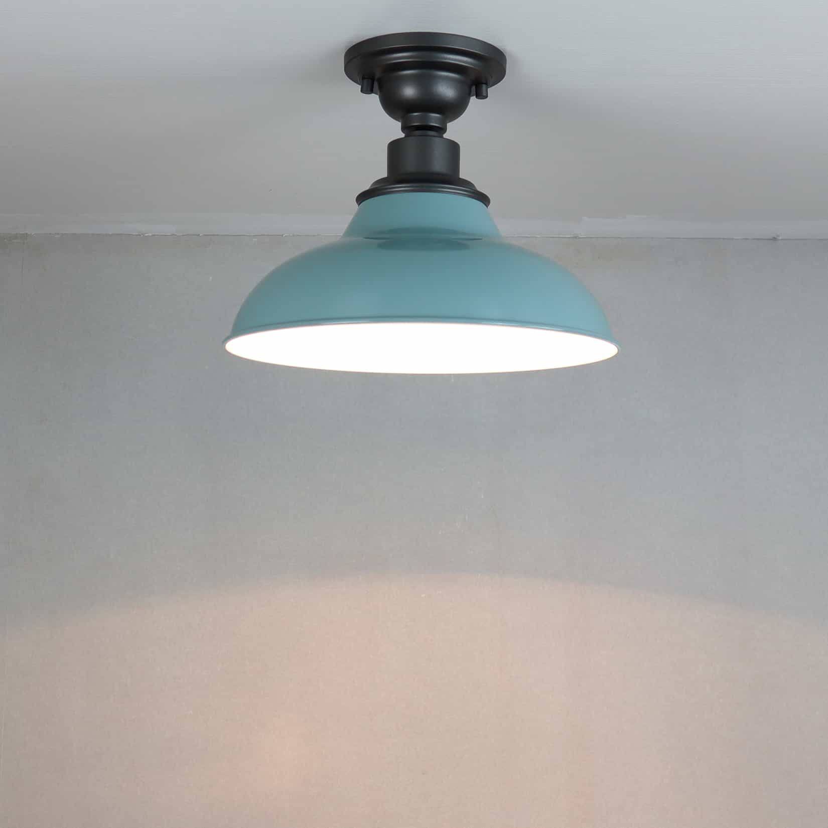 Alt View 3. MOOSE - Farmhouse Ceiling Light Light-Blue Semi Flush Mount Lighting - Pale Turquoise.