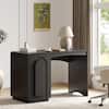 Front. Bestier - 47.2 Inch Modern Office Desk with 3 Drawers, Curved Rounded Corner Computer Desk with Storage for Home Office - Black.