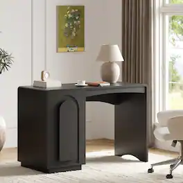 Bestier - 47.2 Inch Modern Office Desk with 3 Drawers, Curved Rounded Corner Computer Desk with Storage for Home Office - Black