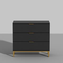 FUFU & GAGA - FUFU&GAGA 3 - Drawer Dresser with Gold Accents: Modern Storage for Stylish Spaces - Black