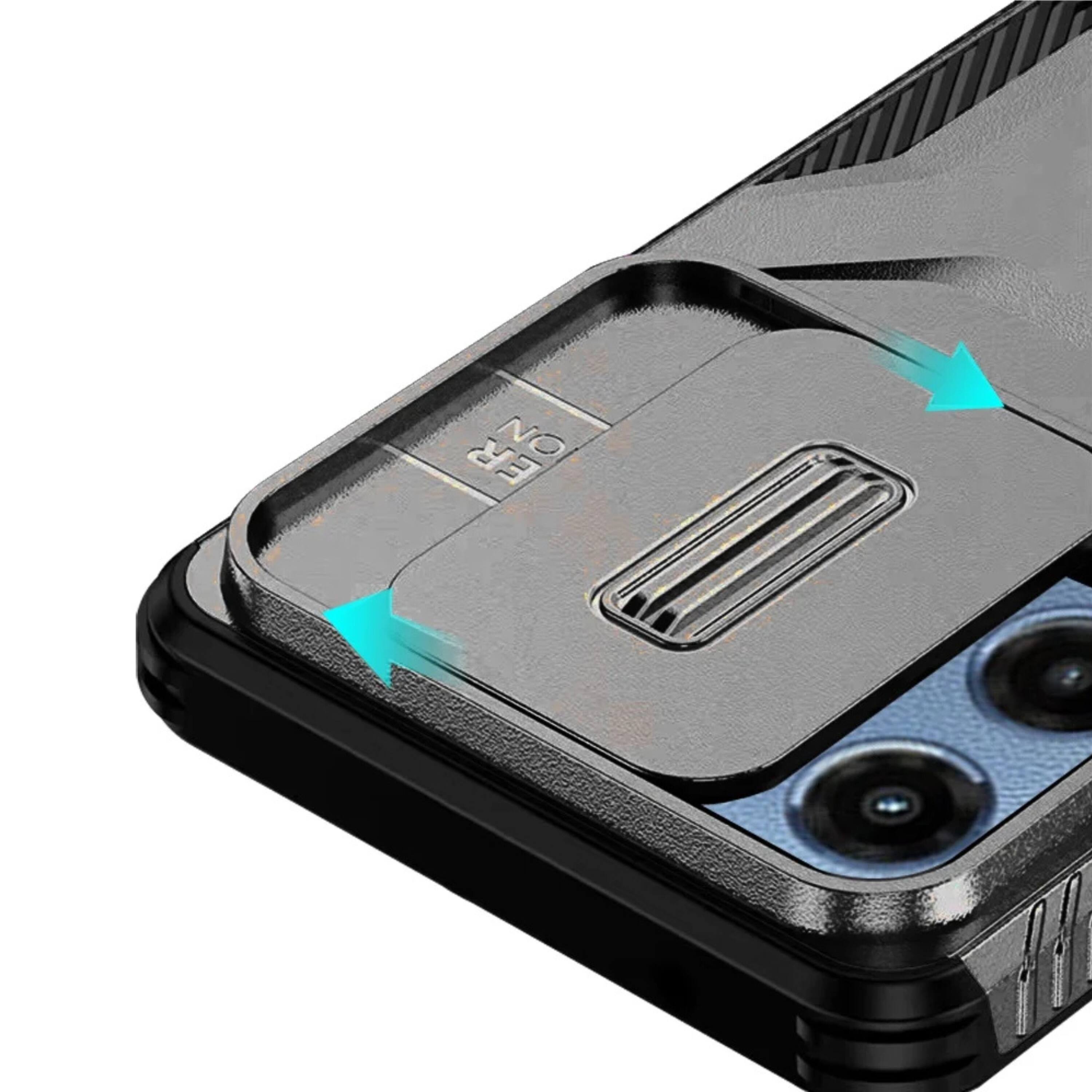 Angle. Kitcheniva - Side Grip Rugged Case For Moto G 2025 2026 G Play 2026 With Sliding Camera Cover Grey - Gray.