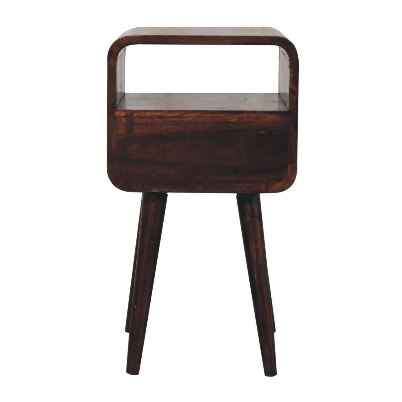 Back. Artisan Furniture - Artisan Furniture Solid WoodMini California Walnut Curved Bedside with Open Slot - Brown.