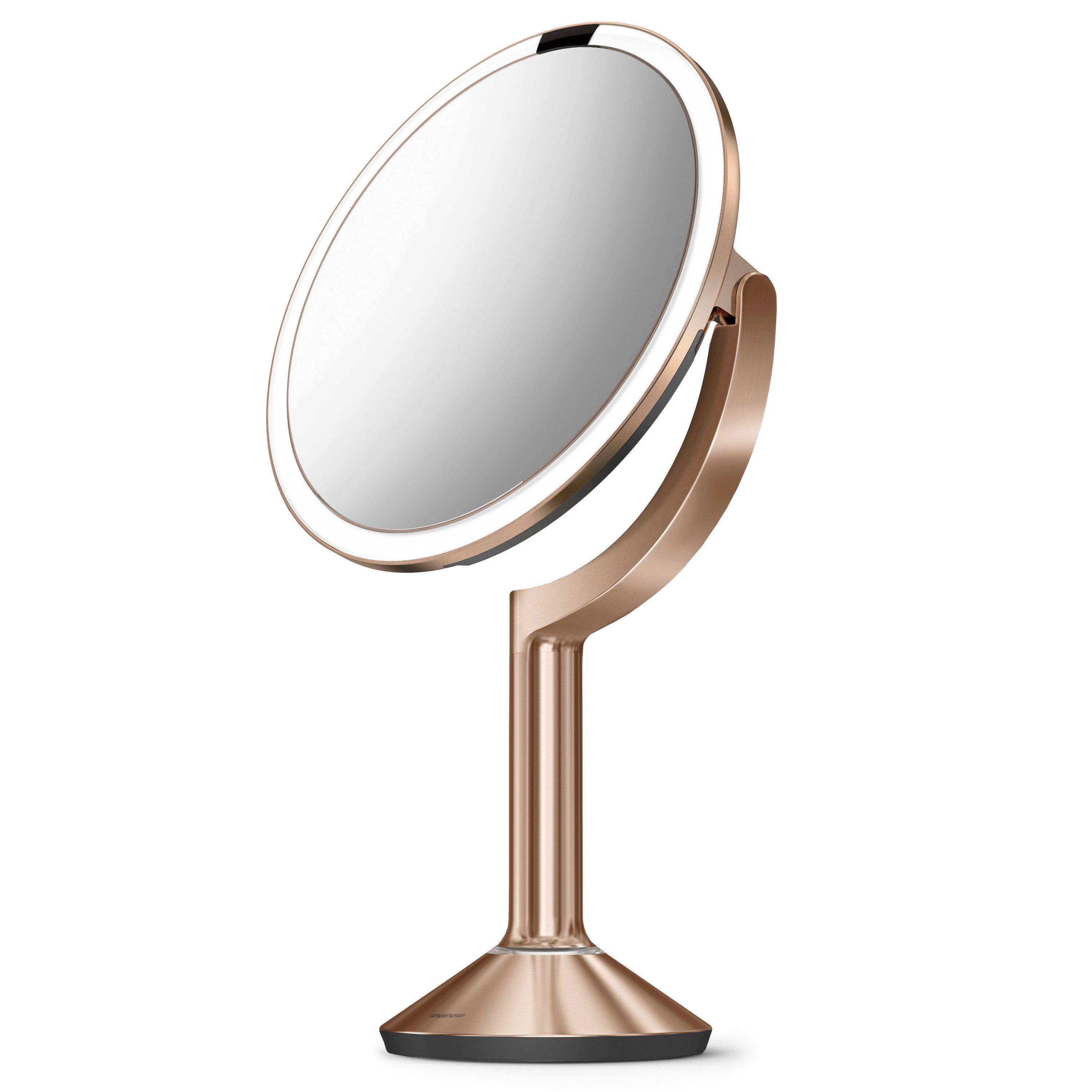 Alt View 1. simplehuman - sensor mirror trio, rose gold stainless steel - Rose Gold.