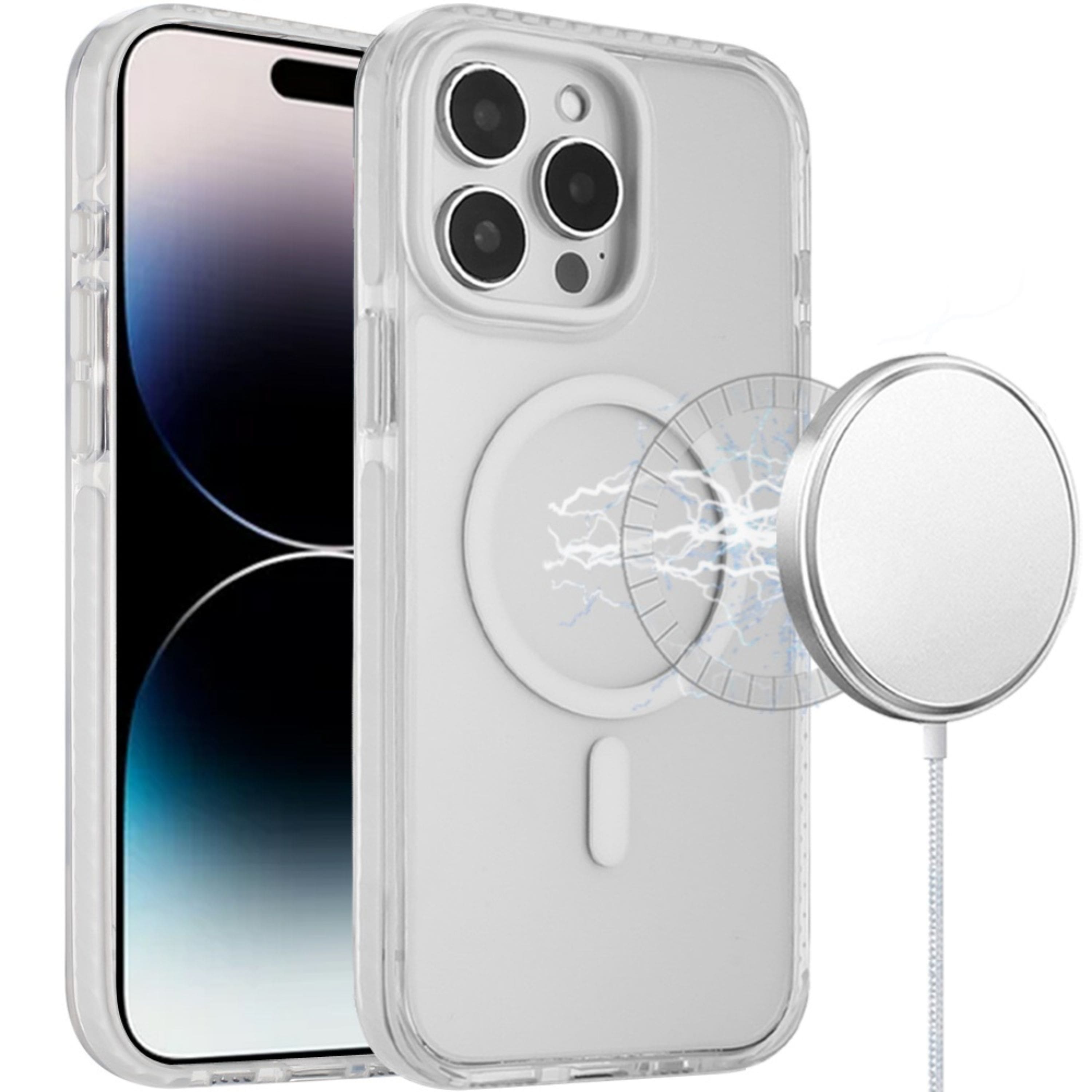 Kitcheniva - Color-Matching Trim Case With Magnetic Circle For iPhone 14 Pro Max - White