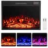 Front. Costway - Costway 23" Electric Fireplace Insert with Remote Control Adjustable Flame Color Brightness - Black.