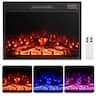 Costway - 23" Electric Fireplace Insert with Remote Control Adjustable Flame Color Brightness - Black