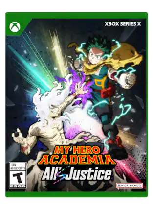 XBOX SERIES X
MY HERO ACADEMIA All Might Justice
TEEN ADOLESCENTS T ESRB
BANDAI NAMCO - T (Teen 13+)