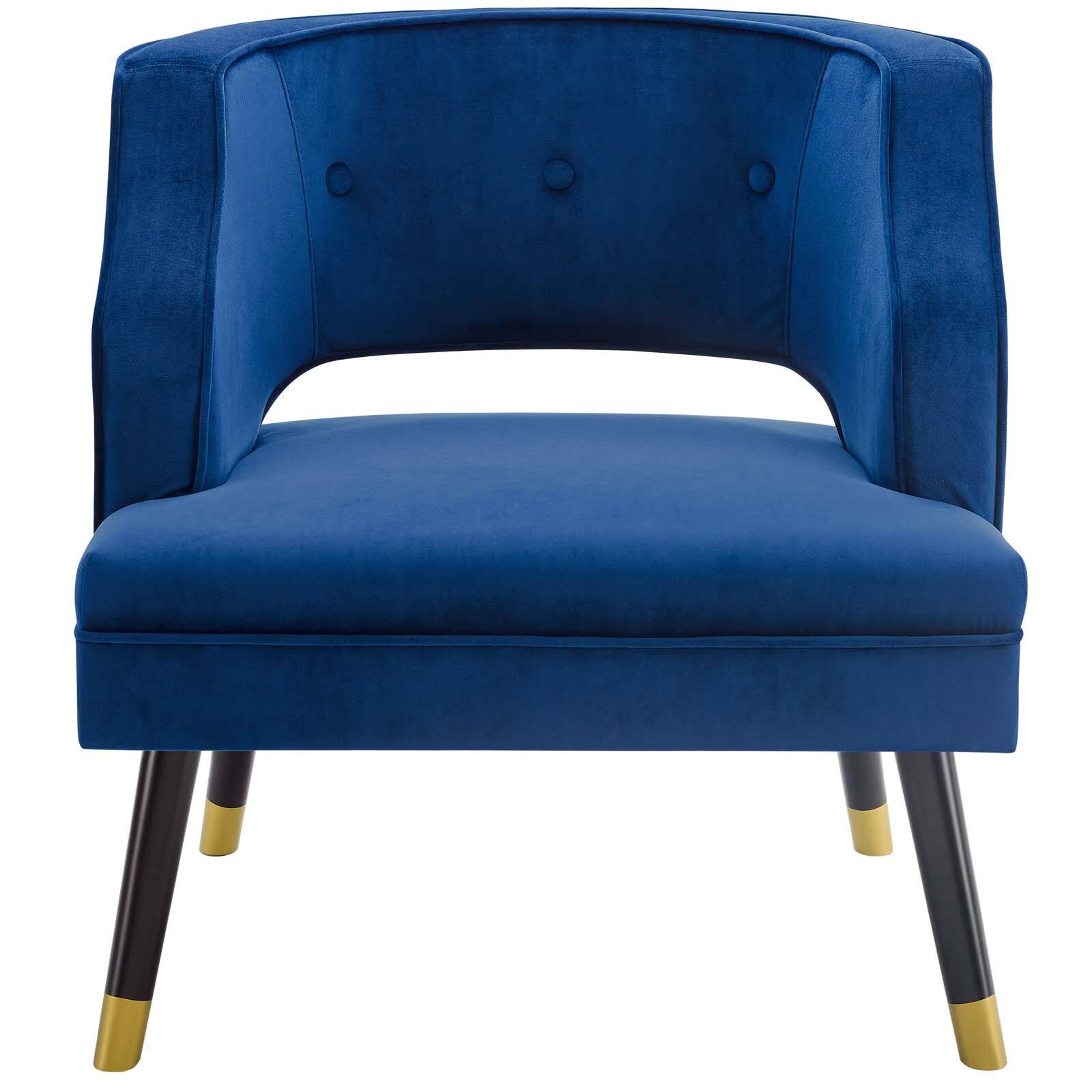 Alt View 2. Modway - Traipse Button Tufted Open Back Performance Velvet Armchair by Modway - Navy.