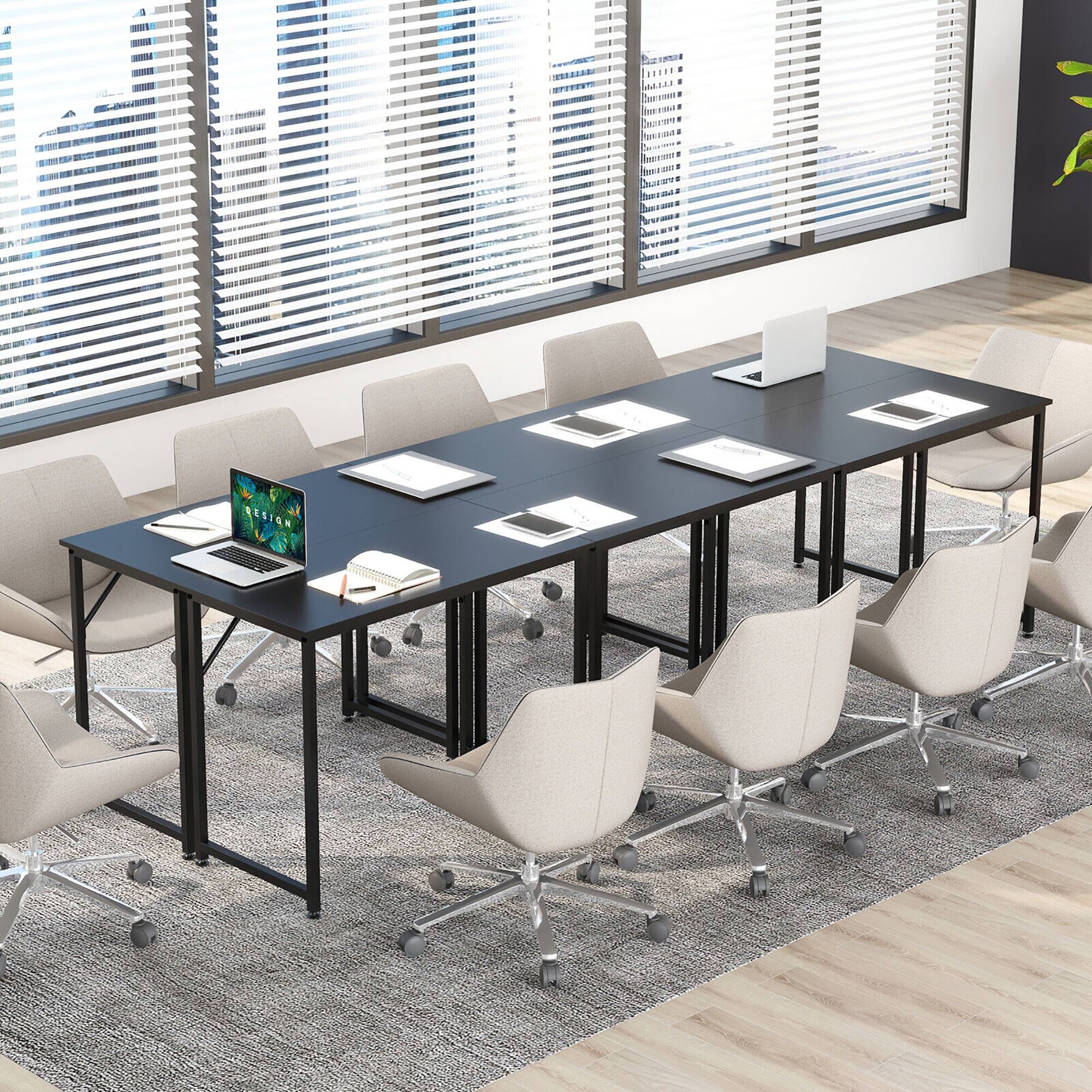 Alt View 1. Gymax - Gymax 6PCS 40-Inch Small Computer Desk Home Office PC Workstation w/ Heavy-duty Metal Frame Black - Black.