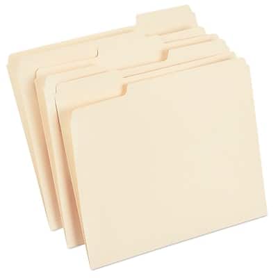 Staples - 30% Recycled File Folders, 1/3-Cut Tab, Letter Size, 100/Box (ST56675) - Manila