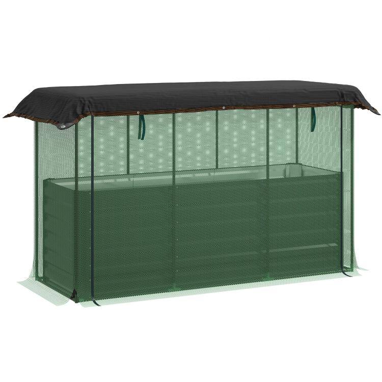 Alt View 10. PULUZ - Galvanized Steel Planter Box with Crop Cage and Shade Cloth, Raised Garden Bed for Flowers, Veggies and Herbs - Dark Gray.