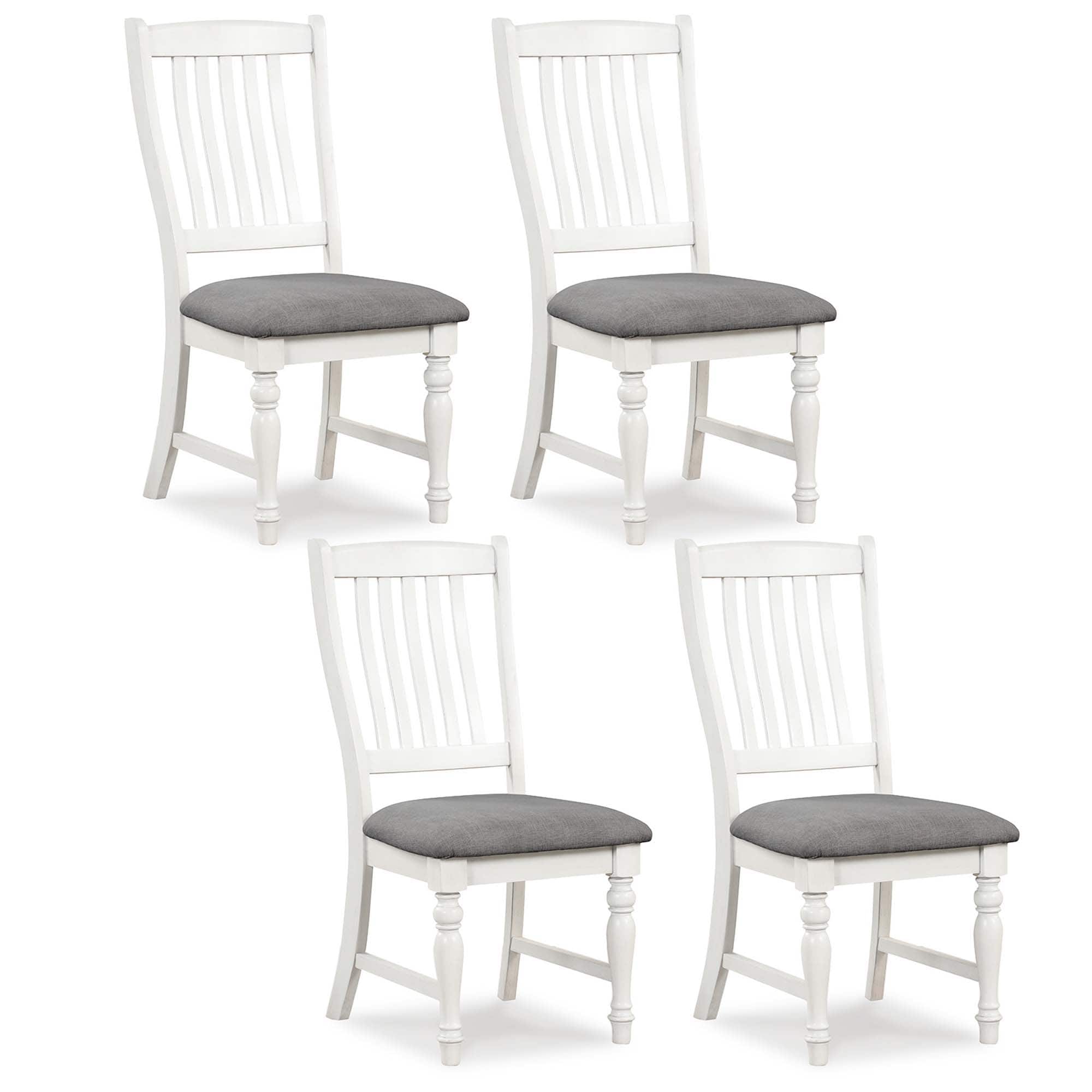 Costway - Set of 4 Dining Chairs with Solid Wood Legs & Padded Seat Kitchen Side Chair - White,Grey price history on PriceWatchPro