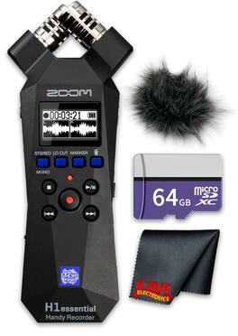 Zoom - H1essential 2-Track 32Bit Float Portable Audio Recorder + Windscreen Bundle