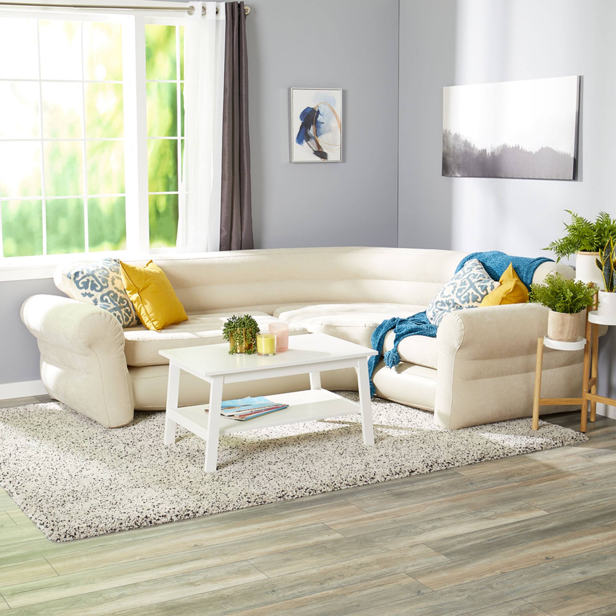 Alt View 13. Intex - Inflatable Corner Living Room Air Mattress Sectional Sofa - Beige.