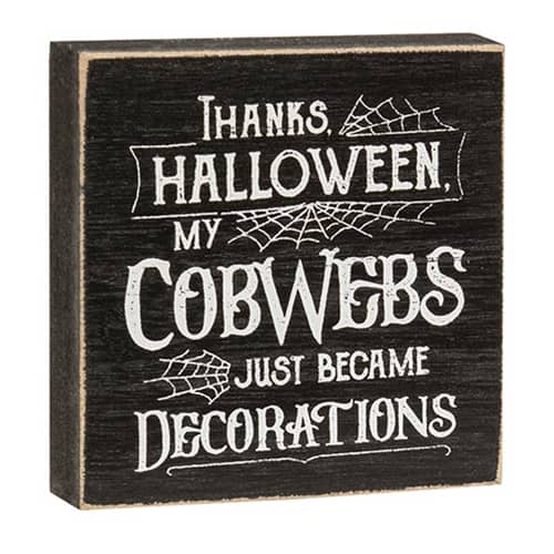 BreeBe - Thanks Halloween Square Block - Black, White
