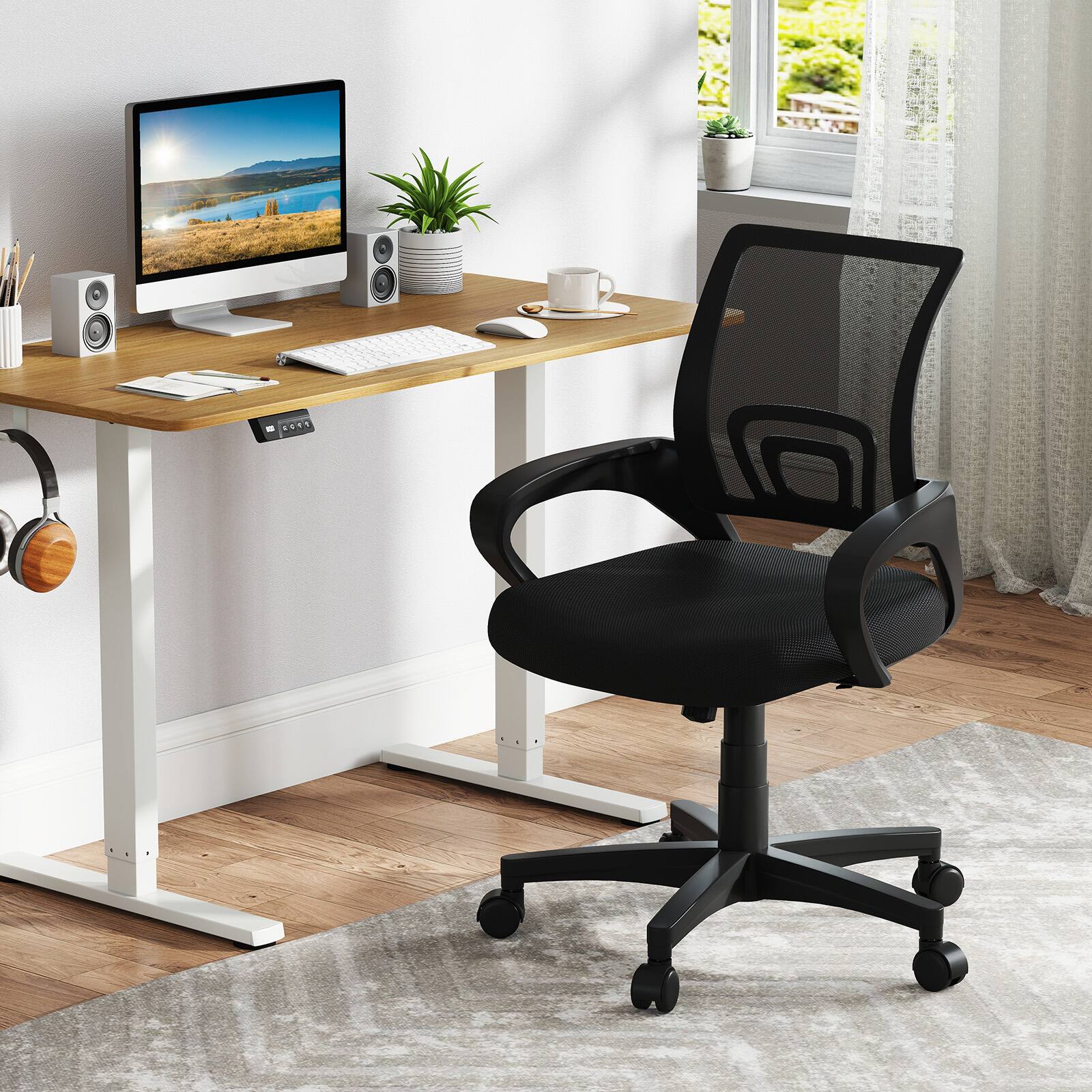 Alt View 1. Gymax - Gymax Mesh Office Chair Ergonomic Computer Desk Chair w/Lumbar Support Armrests Black - Black.