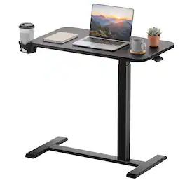 CloudRest Pro - Adjustable Height Standing Desk with Hidden Wheels Portable Rolling Laptop Desk 28 IN W Mobile Sit Stand Desk - Black