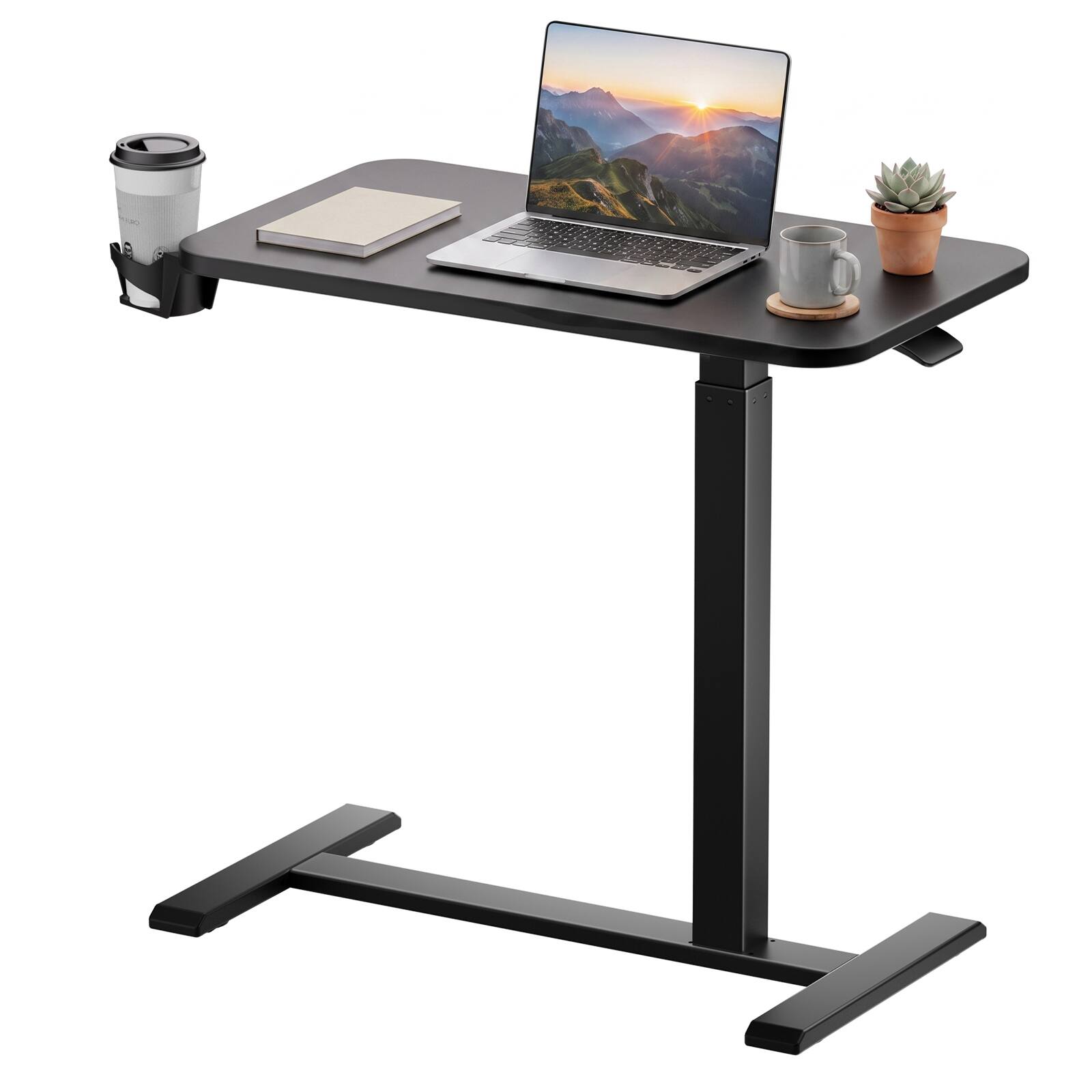 Front. CloudRest Pro - Adjustable Height Standing Desk with Hidden Wheels Portable Rolling Laptop Desk 28 IN W Mobile Sit Stand Desk - Black.