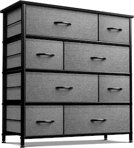 Sorbus - Dresser with 8 Drawers - Storage Chest Organizer with Steel Frame, Wood Top, Handles, Fabric Bins - Black