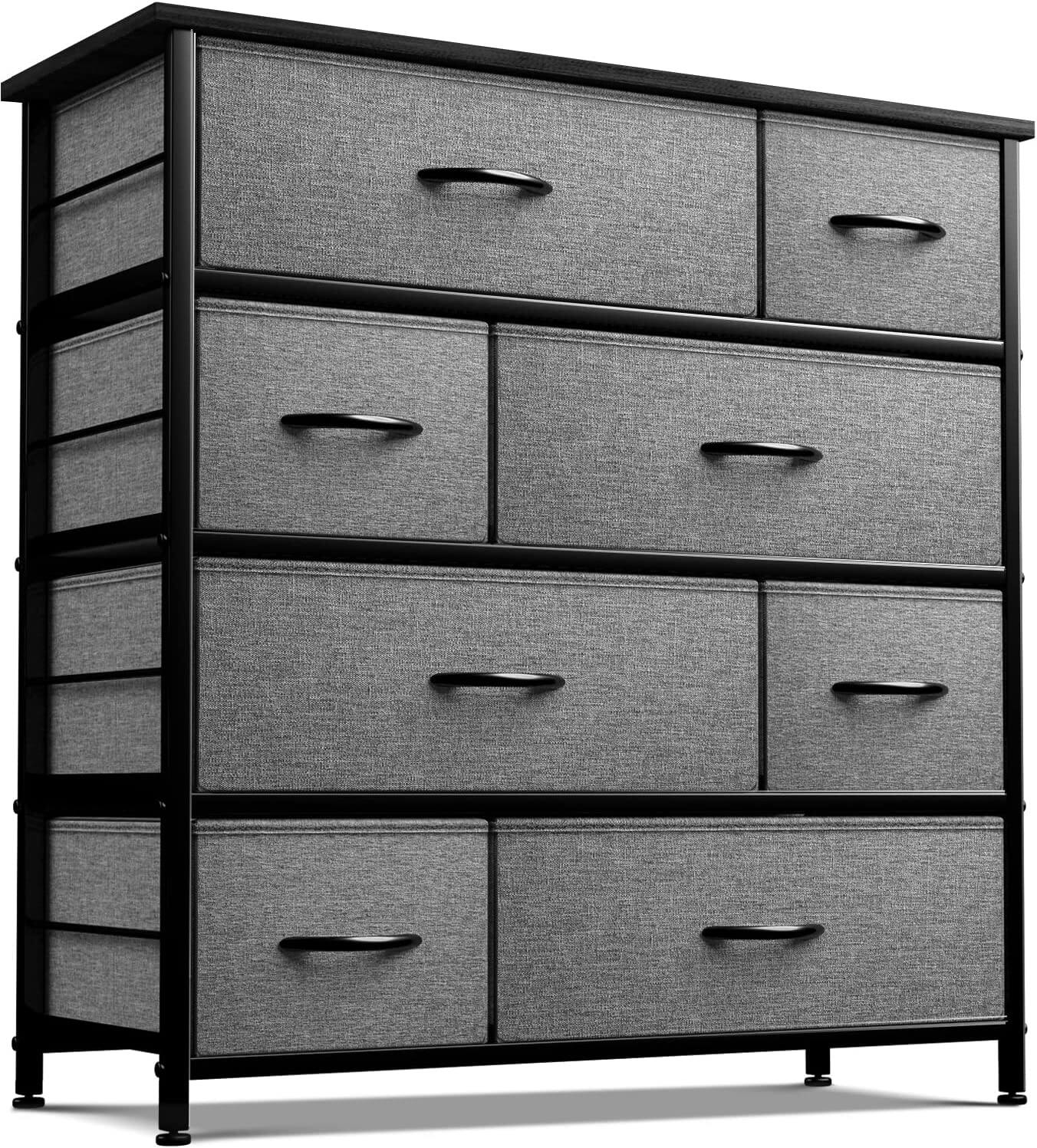 Front. Sorbus - Sorbus Dresser with 8 Drawers - Storage Chest Organizer with Steel Frame, Wood Top, Handles, Fabric Bins - Black.