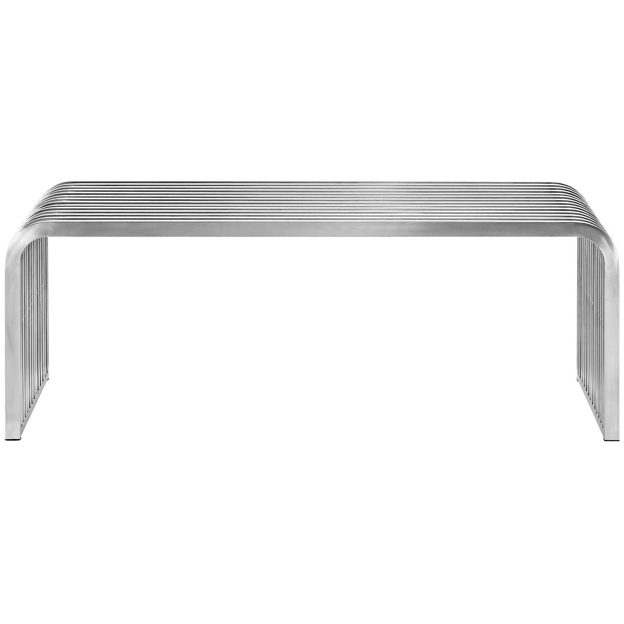 Left. Modway - Pipe 47" Stainless Steel Bench by Modway - Silver.
