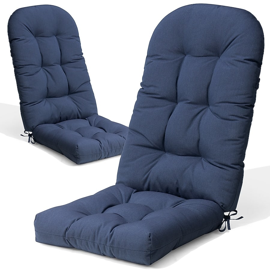 Crestlive Products - 2pc Outdoor Adirondack High Back Chair Cushion with Ties Blue High back patio chair cushion - Navy