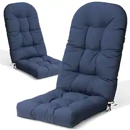 Crestlive Products - 2pc Outdoor Adirondack High Back Chair Cushion with Ties Blue High back patio chair cushion - Navy