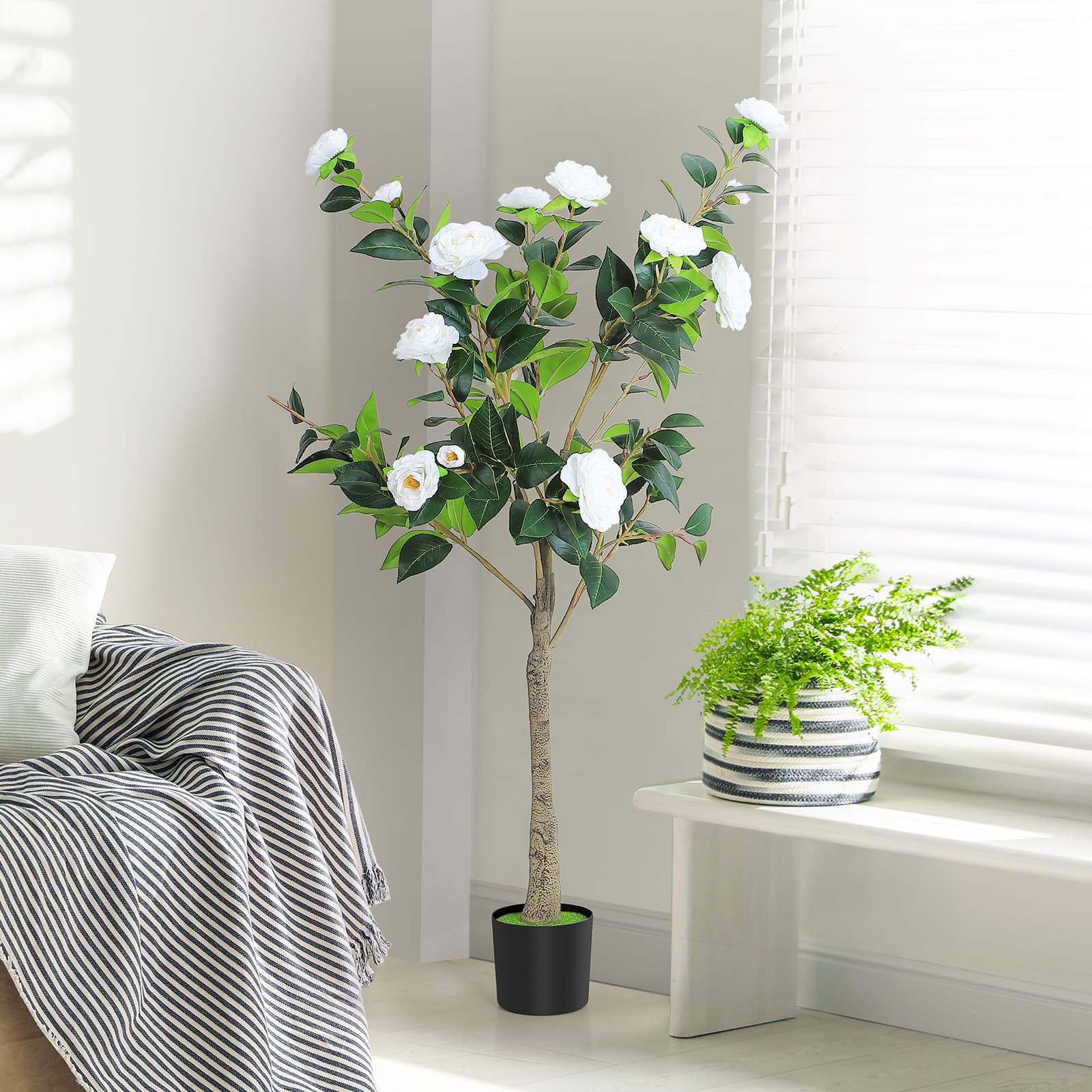 Oumilen - 4FT Artificial Camellia Flowers Tree