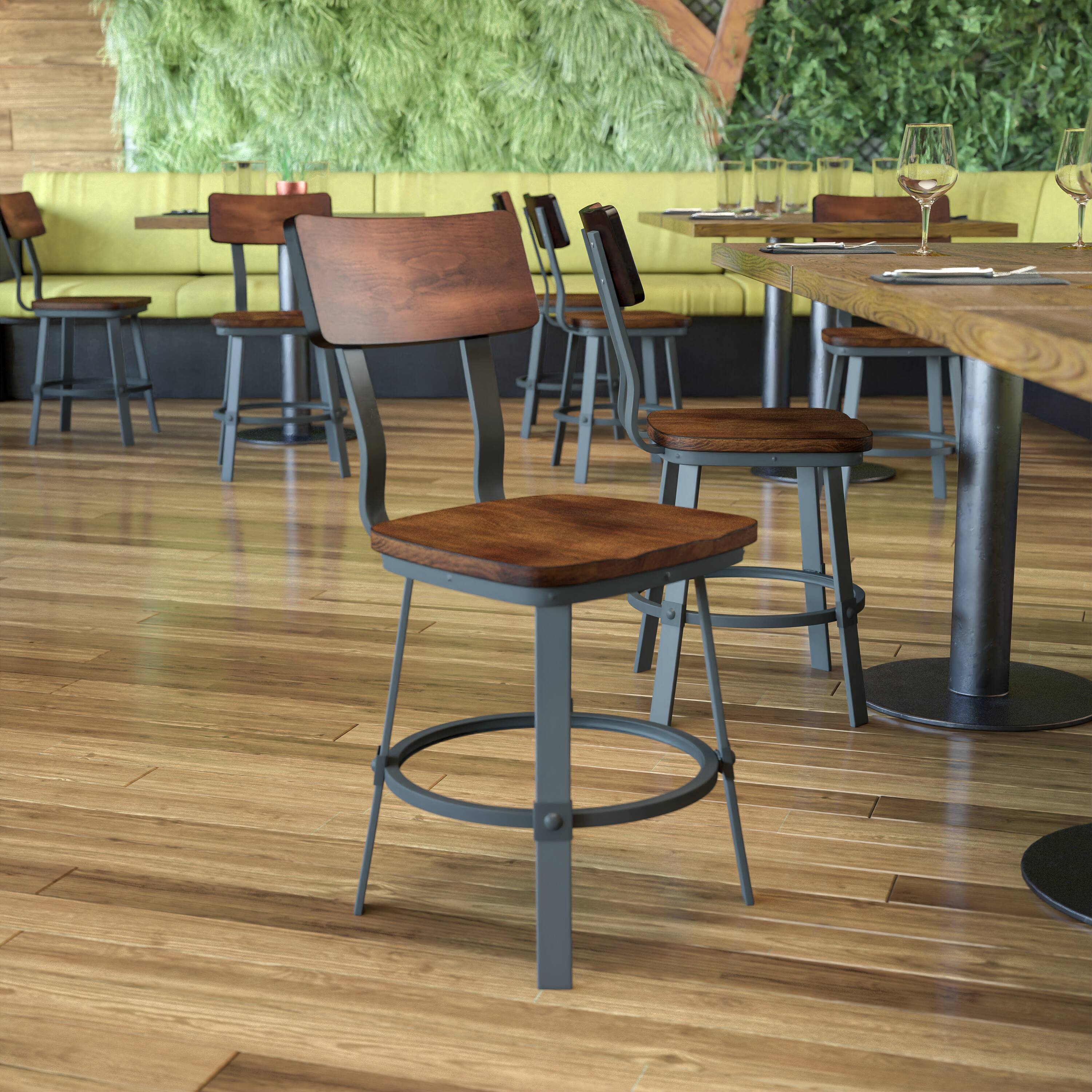 Alt View 1. Emma + Oliver - Restaurant Chair with Wood Seat & Back and Powder Coat Frame - Rustic Walnut.