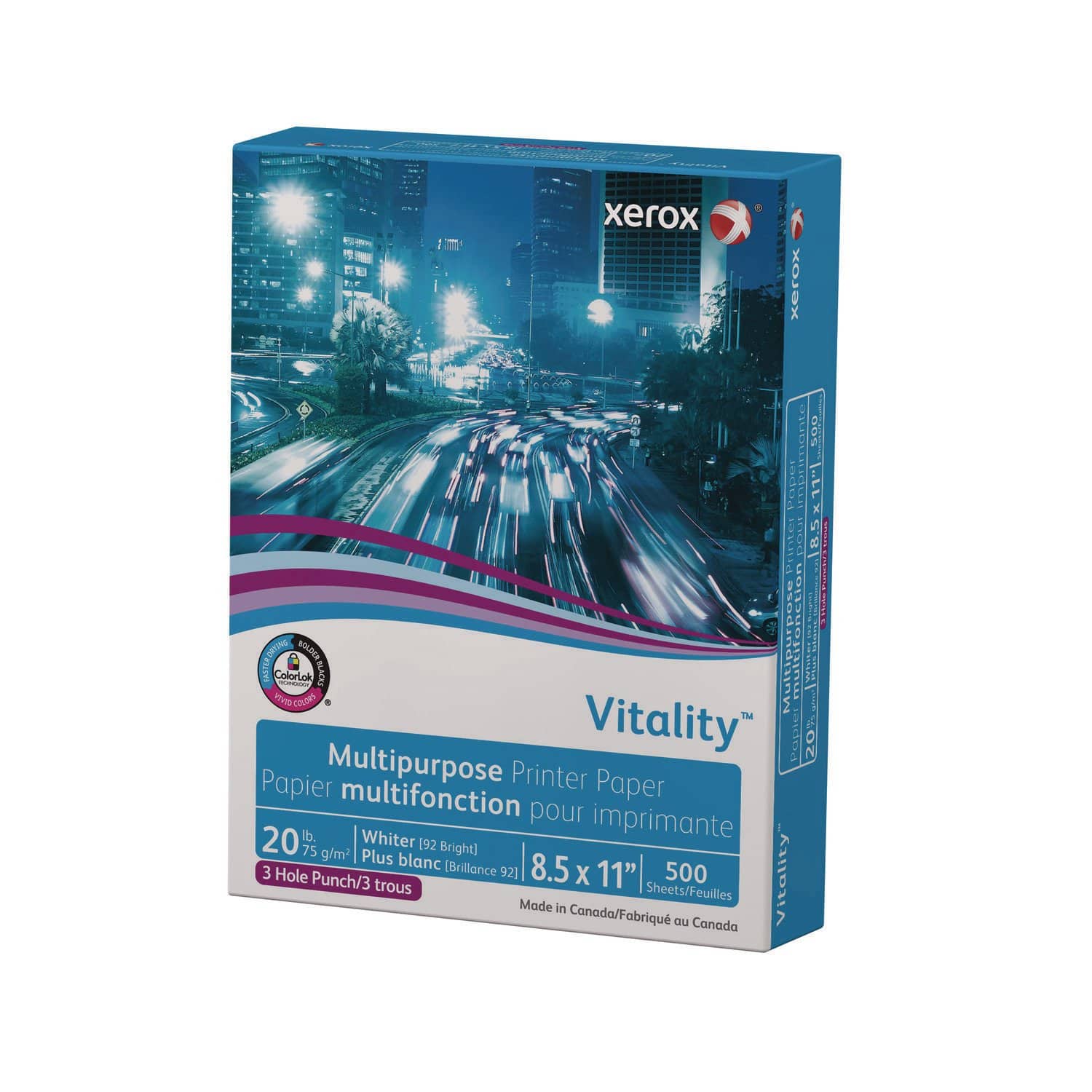 Xerox - Vitality Multipurpose Print Paper 3-Hole 8.5 x 11, 5000 Sheets